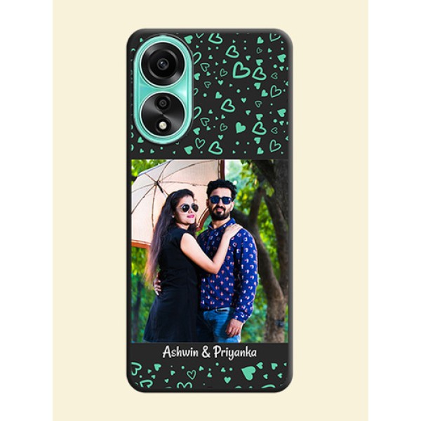 Sea Green Indefinite Love Pattern - Photo on Space Black Soft Matte Mobile Cover - Oppo A78 4G Sea Green Indefinite Love Pattern - Photo on Space Black Soft Matte Mobile Cover - Oppo A78 4G