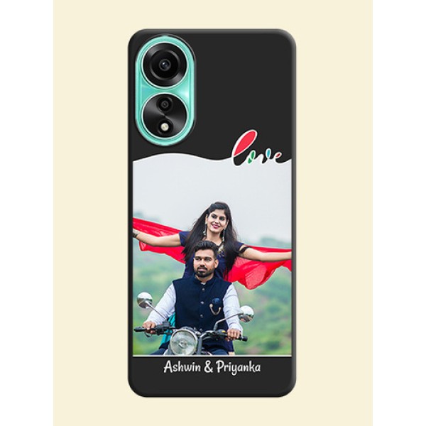 Fall in Love Pattern with Picture - Photo on Space Black Soft Matte Mobile Case - Oppo A78 4G Fall in Love Pattern with Picture - Photo on Space Black Soft Matte Mobile Case - Oppo A78 4G