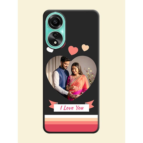 Love Shaped Photo with Colorful Stripes on Personalised Space Black Soft Matte Cases - Oppo A78 4G