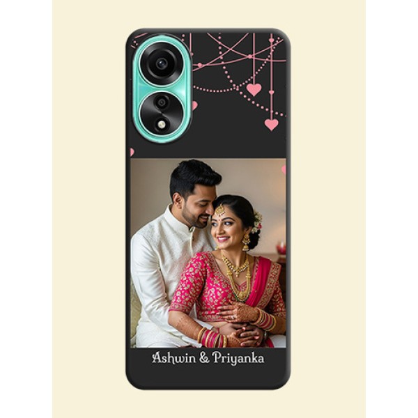 Pink Love Hangings with Text on Space Black Custom Soft Matte Back Cover - Oppo A78 4G Pink Love Hangings with Text on Space Black Custom Soft Matte Back Cover - Oppo A78 4G