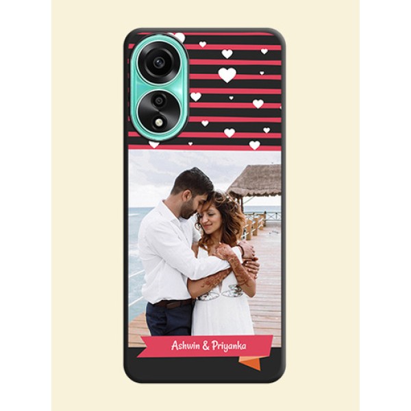 White Color Love Symbols with Pink Lines Pattern on Space Black Custom Soft Matte Phone Cases - Oppo A78 4G White Color Love Symbols with Pink Lines Pattern on Space Black Custom Soft Matte Phone Cases - Oppo A78 4G