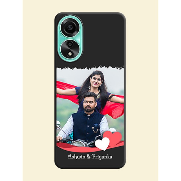 Pink Color Love Shaped Ribbon Design with Text on Space Black Custom Soft Matte Phone Back Cover - Oppo A78 4G Pink Color Love Shaped Ribbon Design with Text on Space Black Custom Soft Matte Phone Back Cover - Oppo A78 4G
