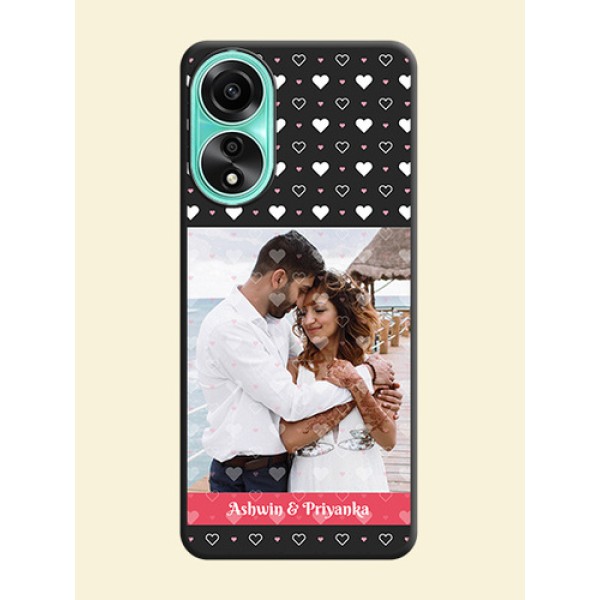 White Color Love Symbols with Text Design - Photo on Space Black Soft Matte Phone Cover - Oppo A78 4G White Color Love Symbols with Text Design - Photo on Space Black Soft Matte Phone Cover - Oppo A78 4G