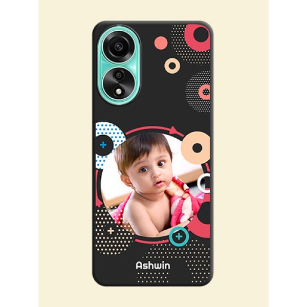 Multicoloured Round Image on Personalised Space Black Soft Matte Cases - Oppo A78 4G Multicoloured Round Image on Personalised Space Black Soft Matte Cases - Oppo A78 4G