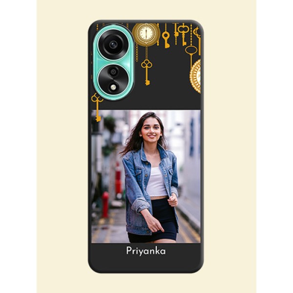Decorative Design with Text on Space Black Custom Soft Matte Back Cover - Oppo A78 4G Decorative Design with Text on Space Black Custom Soft Matte Back Cover - Oppo A78 4G