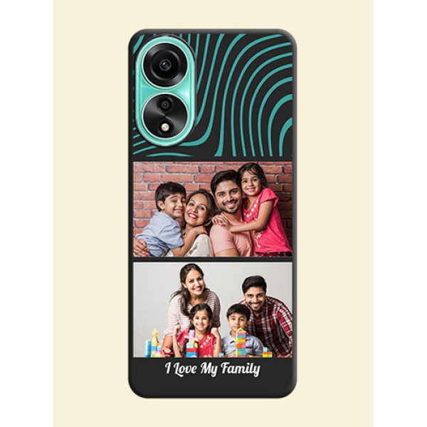 Wave Pattern with 2 Image Holder on Space Black Personalized Soft Matte Phone Covers - Oppo A78 4G Wave Pattern with 2 Image Holder on Space Black Personalized Soft Matte Phone Covers - Oppo A78 4G