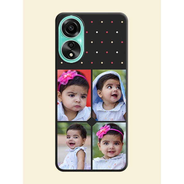 Multicolor Dotted Pattern with 4 Image Holder on Space Black Custom Soft Matte Phone Cases - Oppo A78 4G Multicolor Dotted Pattern with 4 Image Holder on Space Black Custom Soft Matte Phone Cases - Oppo A78 4G