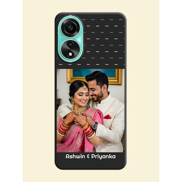 Line Pattern Design with Text on Space Black Custom Soft Matte Phone Back Cover - Oppo A78 4G Line Pattern Design with Text on Space Black Custom Soft Matte Phone Back Cover - Oppo A78 4G