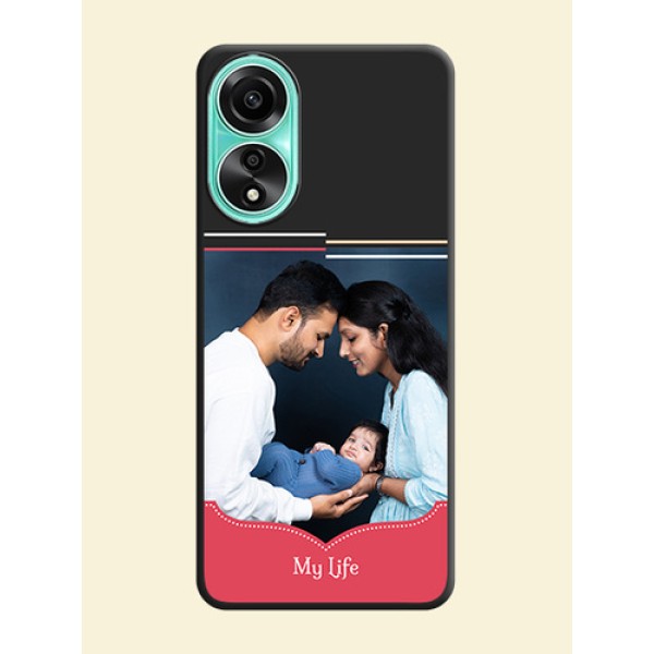 Classic Plain Design with Name - Photo on Space Black Soft Matte Phone Cover - Oppo A78 4G