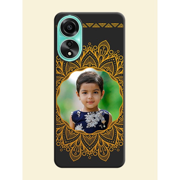 Round Image with Floral Design - Photo on Space Black Soft Matte Mobile Cover - Oppo A78 4G Round Image with Floral Design - Photo on Space Black Soft Matte Mobile Cover - Oppo A78 4G