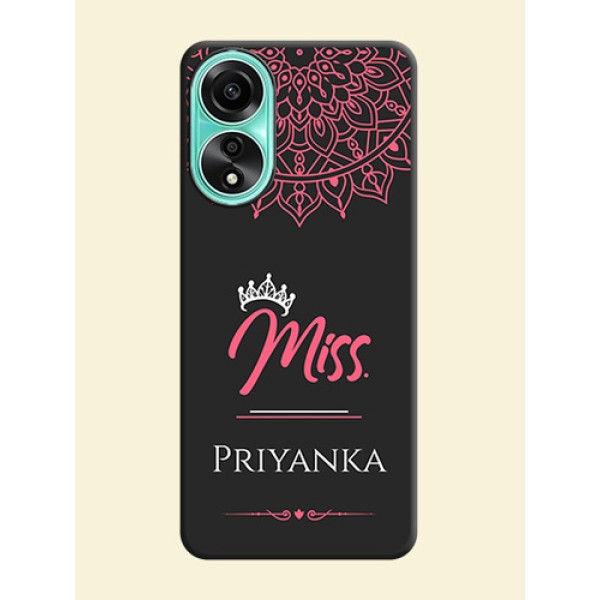Mrs Name with Floral Design on Space Black Personalized Soft Matte Phone Covers - Oppo A78 4G Mrs Name with Floral Design on Space Black Personalized Soft Matte Phone Covers - Oppo A78 4G