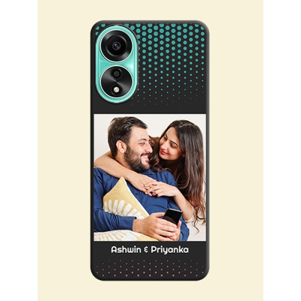 Faded Dots with Grunge Photo Frame and Text on Space Black Custom Soft Matte Phone Cases - Oppo A78 4G Faded Dots with Grunge Photo Frame and Text on Space Black Custom Soft Matte Phone Cases - Oppo A78 4G