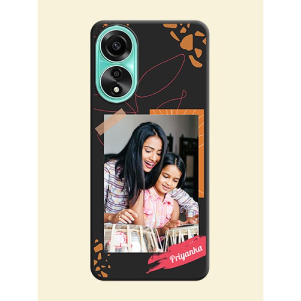 Orange Photo Frame on Space Black Custom Soft Matte Phone Back Cover - Oppo A78 4G Orange Photo Frame on Space Black Custom Soft Matte Phone Back Cover - Oppo A78 4G