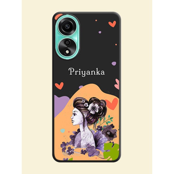 Namecase For Her With Fancy Lady Image On Space Black Personalized Soft Matte Phone Covers - Oppo A78 4G Namecase For Her With Fancy Lady Image On Space Black Personalized Soft Matte Phone Covers - Oppo A78 4G
