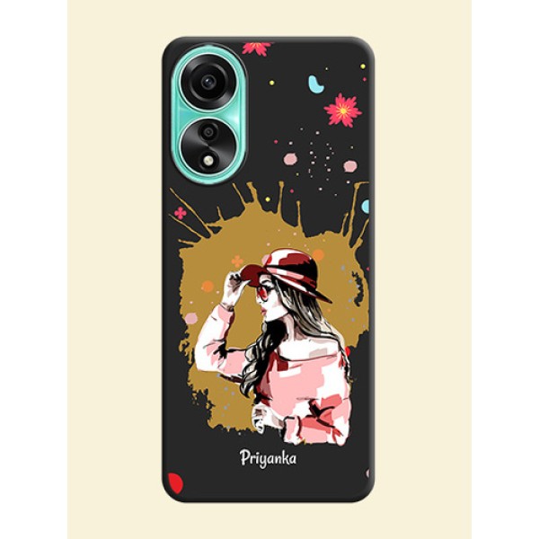 Mordern Lady With Color Splash Background With Custom Text On Space Black Personalized Soft Matte Phone Covers - Oppo A78 4G