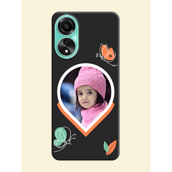 Upload Pic With Simple Butterly Design On Space Black Personalized Soft Matte Phone Covers - Oppo A78 4G Upload Pic With Simple Butterly Design On Space Black Personalized Soft Matte Phone Covers - Oppo A78 4G