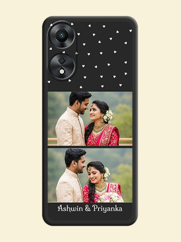 Miniature Love Symbols with Name on Space Black Custom Soft Matte Back Cover - Oppo A78 5G