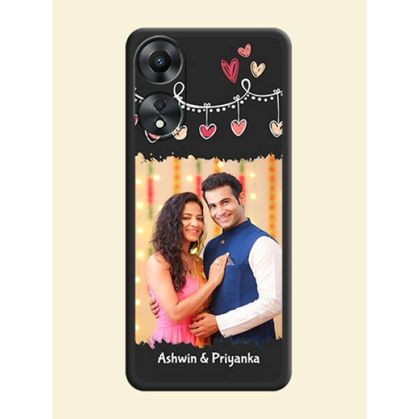 Pink Love Hangings with Name on Space Black Custom Soft Matte Phone Cases - Oppo A78 5G Pink Love Hangings with Name on Space Black Custom Soft Matte Phone Cases - Oppo A78 5G