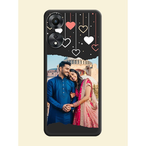 Love Hangings with Splash Wave Picture on Space Black Custom Soft Matte Phone Back Cover - Oppo A78 5G Love Hangings with Splash Wave Picture on Space Black Custom Soft Matte Phone Back Cover - Oppo A78 5G