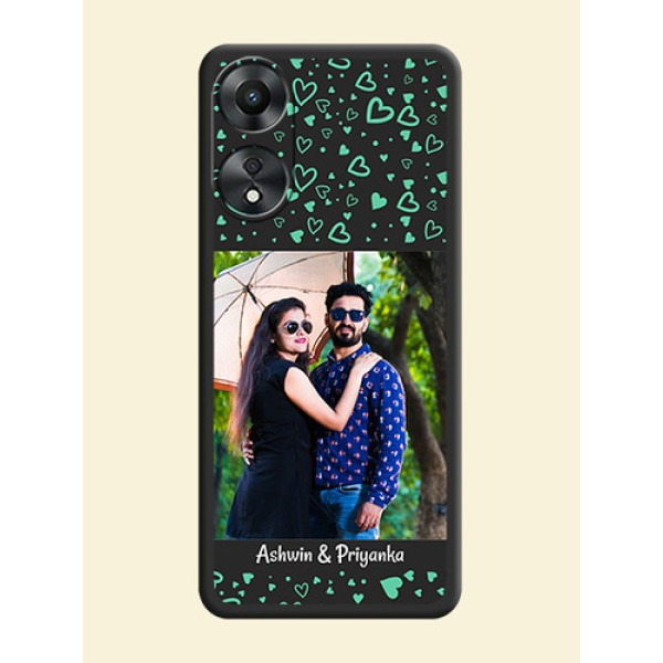 Sea Green Indefinite Love Pattern on Photo on Space Black Soft Matte Mobile Cover - Oppo A78 5G Sea Green Indefinite Love Pattern on Photo on Space Black Soft Matte Mobile Cover - Oppo A78 5G
