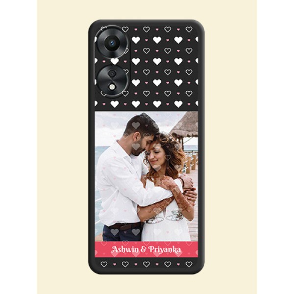 White Color Love Symbols with Text Design on Photo on Space Black Soft Matte Phone Cover - Oppo A78 5G White Color Love Symbols with Text Design on Photo on Space Black Soft Matte Phone Cover - Oppo A78 5G