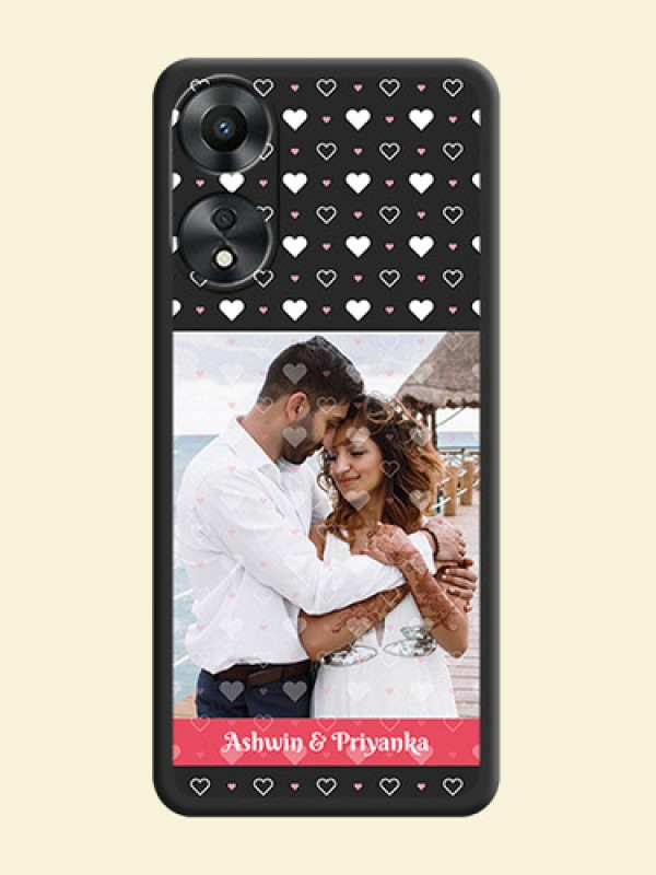 White Color Love Symbols with Text Design on Photo on Space Black Soft Matte Phone Cover - Oppo A78 5G