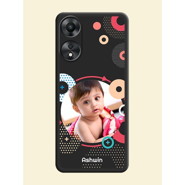 Multicoloured Round Image on Personalised Space Black Soft Matte Cases - Oppo A78 5G Multicoloured Round Image on Personalised Space Black Soft Matte Cases - Oppo A78 5G