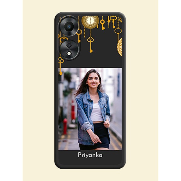 Decorative Design with Text on Space Black Custom Soft Matte Back Cover - Oppo A78 5G Decorative Design with Text on Space Black Custom Soft Matte Back Cover - Oppo A78 5G