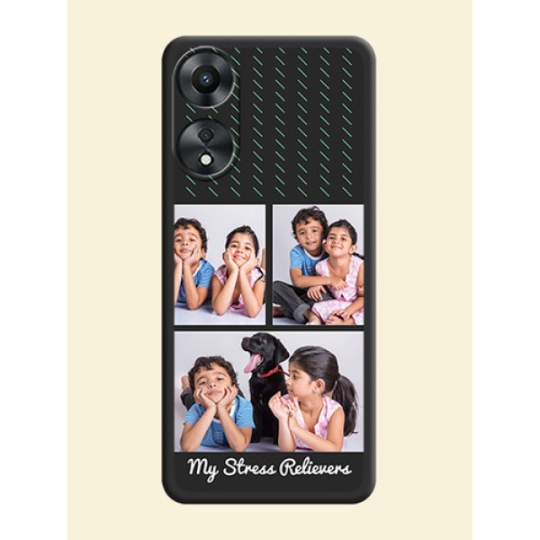 Cross Dotted Pattern with 2 Image Holder on Personalised Space Black Soft Matte Cases - Oppo A78 5G Cross Dotted Pattern with 2 Image Holder on Personalised Space Black Soft Matte Cases - Oppo A78 5G