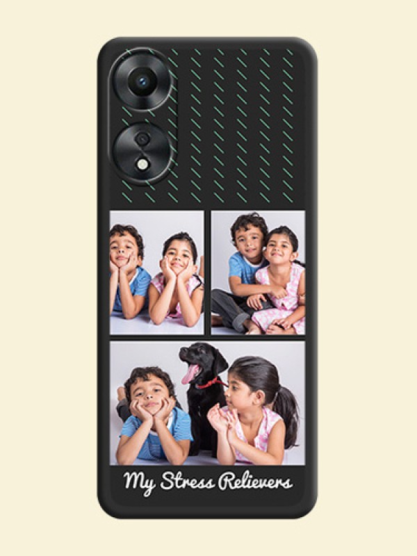Cross Dotted Pattern with 2 Image Holder  on Personalised Space Black Soft Matte Cases - Oppo A78 5G