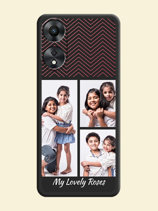 Wave Pattern with 3 Image Holder on Space Black Custom Soft Matte Back Cover - Oppo A78 5G