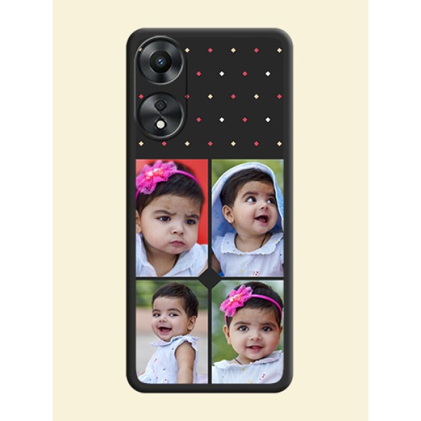 Multicolor Dotted Pattern with 4 Image Holder on Space Black Custom Soft Matte Phone Cases - Oppo A78 5G Multicolor Dotted Pattern with 4 Image Holder on Space Black Custom Soft Matte Phone Cases - Oppo A78 5G