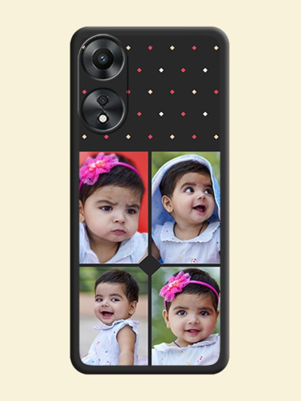 Multicolor Dotted Pattern with 4 Image Holder on Space Black Custom Soft Matte Phone Cases - Oppo A78 5G