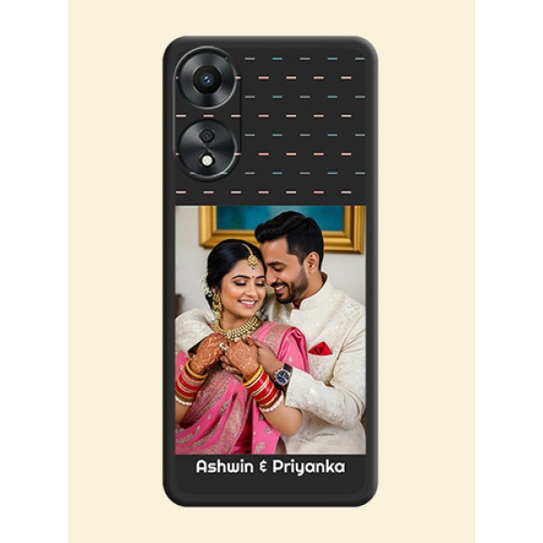 Line Pattern Design with Text on Space Black Custom Soft Matte Phone Back Cover - Oppo A78 5G Line Pattern Design with Text on Space Black Custom Soft Matte Phone Back Cover - Oppo A78 5G