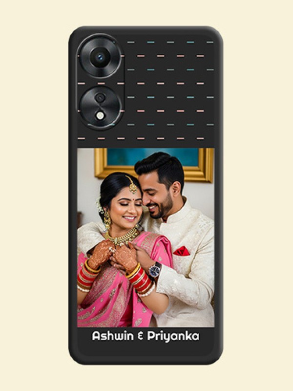 Line Pattern Design with Text on Space Black Custom Soft Matte Phone Back Cover - Oppo A78 5G