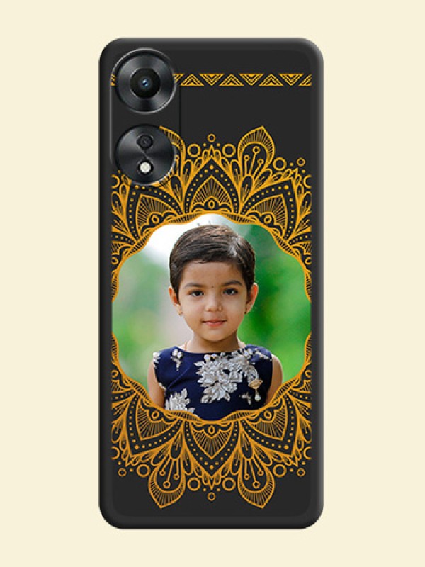 Round Image with Floral Design on Photo on Space Black Soft Matte Mobile Cover - Oppo A78 5G