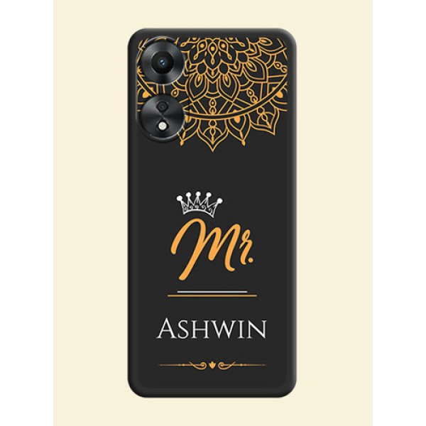 Mr Name with Floral Design on Personalised Space Black Soft Matte Cases - Oppo A78 5G Mr Name with Floral Design on Personalised Space Black Soft Matte Cases - Oppo A78 5G