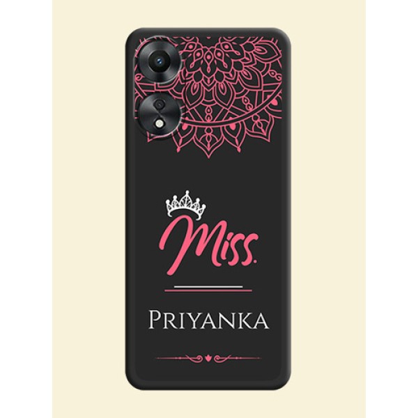 Mrs Name with Floral Design on Space Black Personalized Soft Matte Phone Covers - Oppo A78 5G Mrs Name with Floral Design on Space Black Personalized Soft Matte Phone Covers - Oppo A78 5G