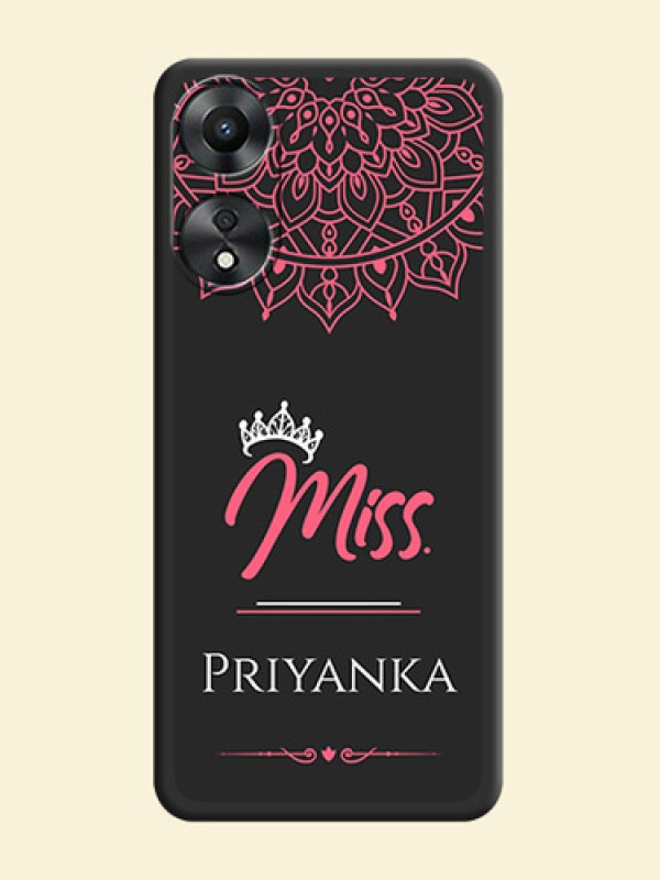 Mrs Name with Floral Design on Space Black Personalized Soft Matte Phone Covers - Oppo A78 5G