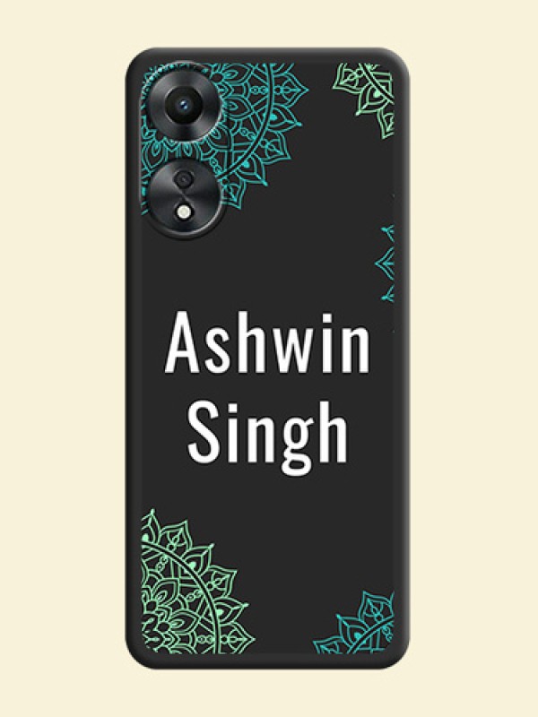 Your Name with Floral Design on Space Black Custom Soft Matte Back Cover - Oppo A78 5G