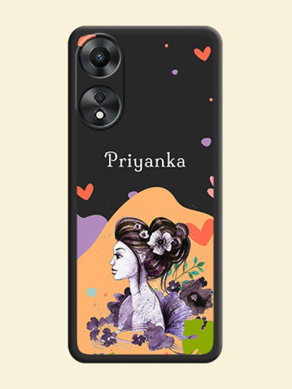 Namecase For Her With Fancy Lady Image On Space Black Personalized Soft Matte Phone Covers -Oppo A78 5G