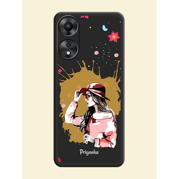 Mordern Lady With Color Splash Background With Custom Text On Space Black Personalized Soft Matte Phone Covers -Oppo A78 5G