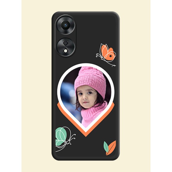 Upload Pic With Simple Butterly Design On Space Black Personalized Soft Matte Phone Covers -Oppo A78 5G Upload Pic With Simple Butterly Design On Space Black Personalized Soft Matte Phone Covers -Oppo A78 5G