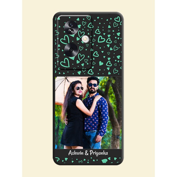 Sea Green Indefinite Love Pattern on Photo On Space Black Custom Soft Matte Mobile Back Cover - Oppo A79 5G Sea Green Indefinite Love Pattern on Photo On Space Black Custom Soft Matte Mobile Back Cover - Oppo A79 5G
