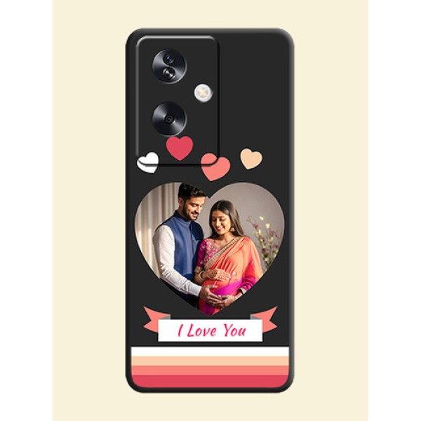 Love Shaped Photo with Colorful Stripes On Space Black Custom Soft Matte Mobile Back Cover - Oppo A79 5G Love Shaped Photo with Colorful Stripes On Space Black Custom Soft Matte Mobile Back Cover - Oppo A79 5G