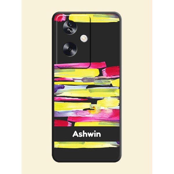Brush Coloured On Space Black Custom Soft Matte Mobile Back Cover - Oppo A79 5G Brush Coloured On Space Black Custom Soft Matte Mobile Back Cover - Oppo A79 5G