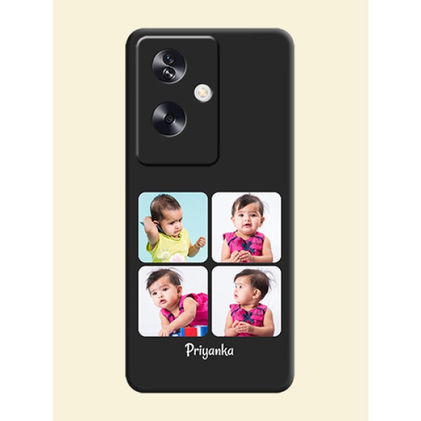 Floral Art with 6 Image Holder on Photo On Space Black Custom Soft Matte Mobile Back Cover - Oppo A79 5G Floral Art with 6 Image Holder on Photo On Space Black Custom Soft Matte Mobile Back Cover - Oppo A79 5G