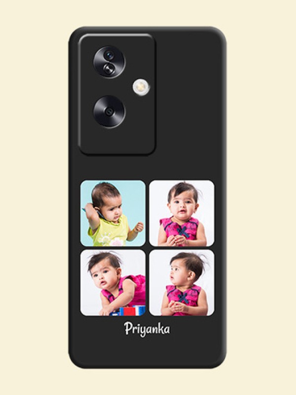 Floral Art with 6 Image Holder on Photo On Space Black Custom Soft Matte Mobile Back Cover - Oppo A79 5G