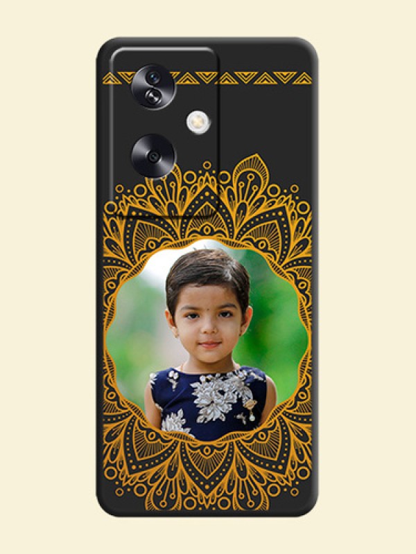 Round Image with Floral Design On Space Black Custom Soft Matte Mobile Back Cover - Oppo A79 5G