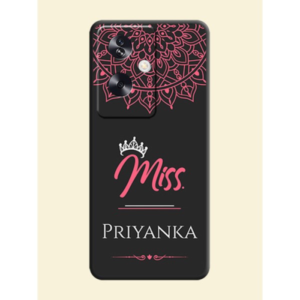 Mrs Name with Floral Design On Space Black Custom Soft Matte Mobile Back Cover - Oppo A79 5G Mrs Name with Floral Design On Space Black Custom Soft Matte Mobile Back Cover - Oppo A79 5G